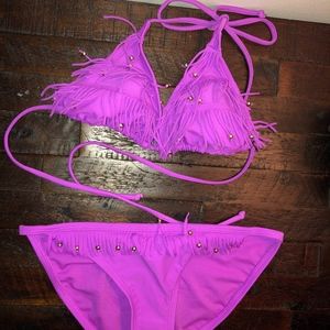 SPRING BREAK Women's Fringe Triangle Bikini Set